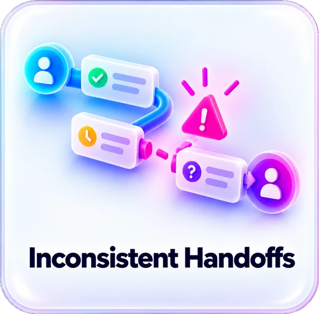 Inconsistent Handoffs. Important handoffs are inconsistent or hard to track.