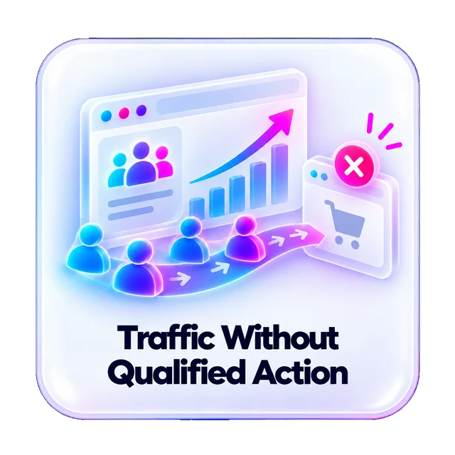 Traffic Without Qualified Action. You are getting traffic but not enough qualified action.