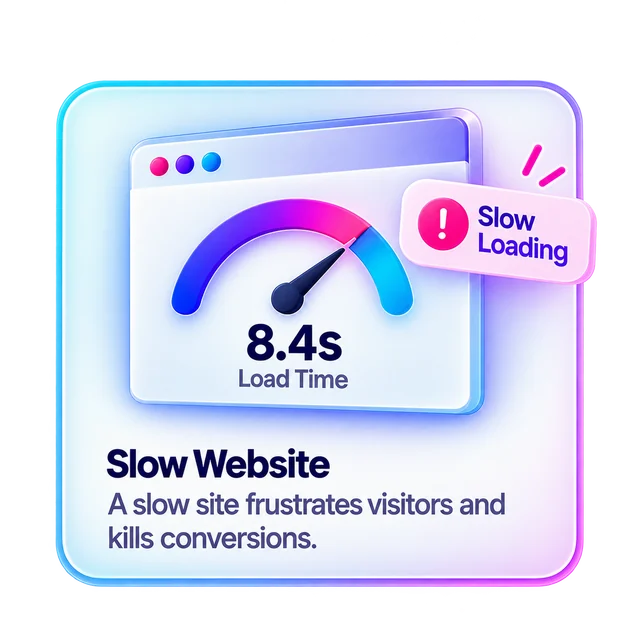 Slow Website. A slow site frustrates visitors and kills conversions.